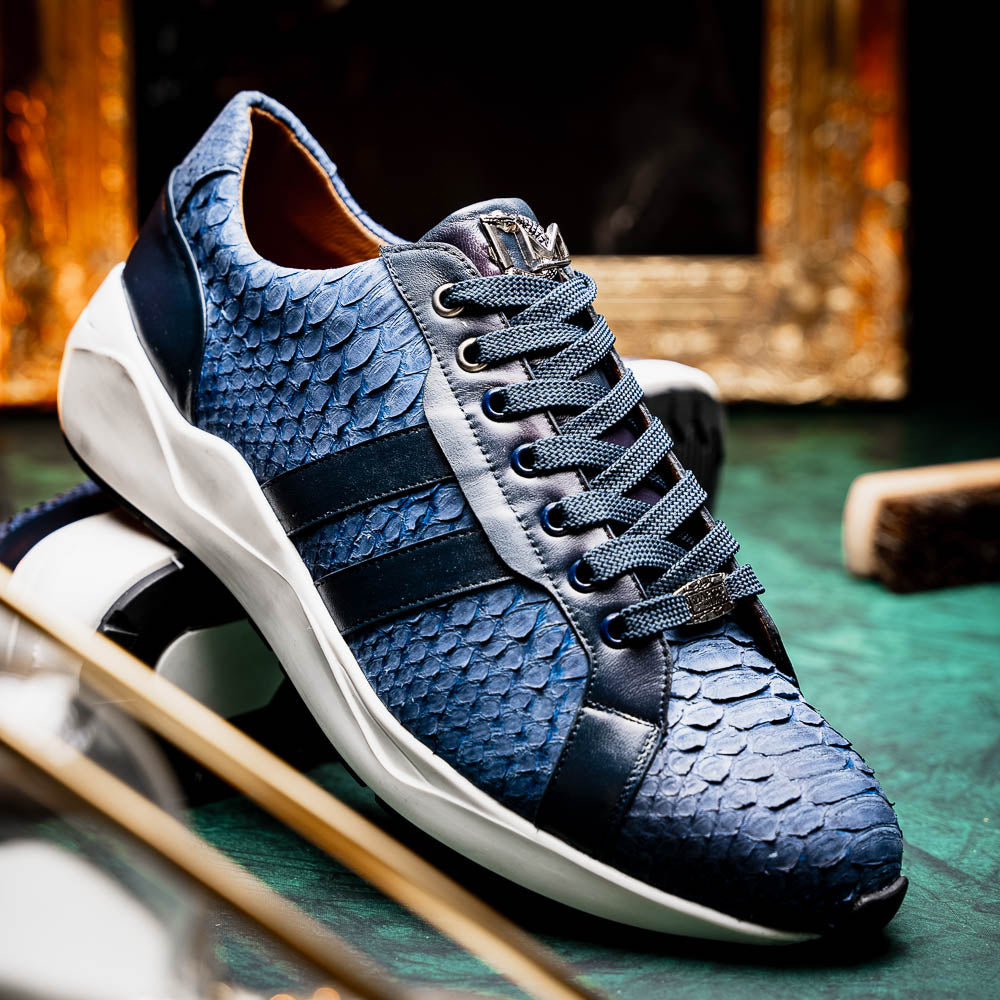 Marco Di Milano Verona Python & Calfskin Sneakers Navy