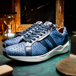Marco Di Milano Verona Python & Calfskin Sneakers Navy