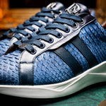 Marco Di Milano Verona Python & Calfskin Sneakers Navy
