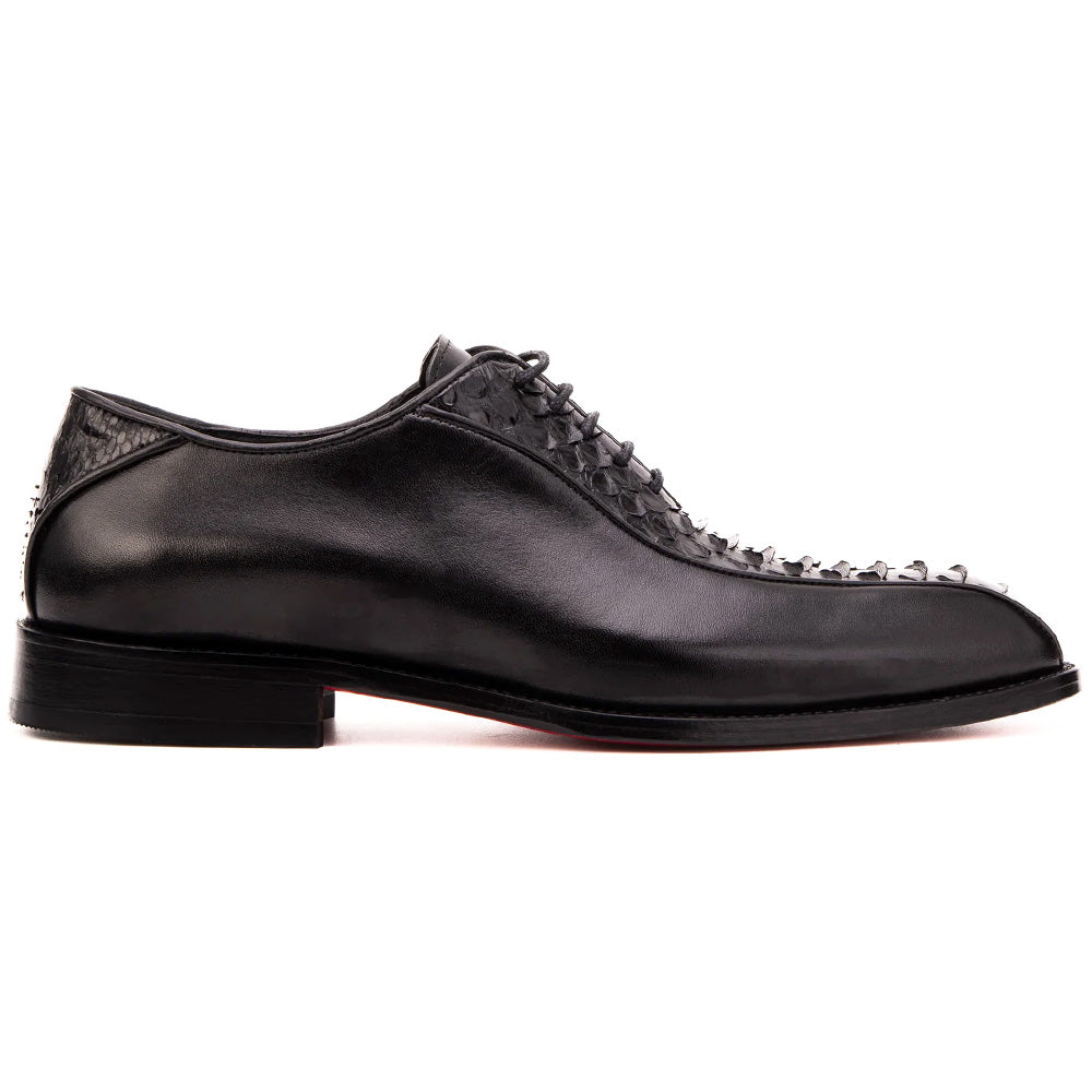 Vinci Leather The Vespera Genuine Python & Leather Oxford Black