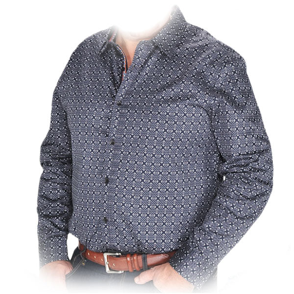 Vestigium R1606 Men's Long Sleeve Fashion Shirts Black Gray
