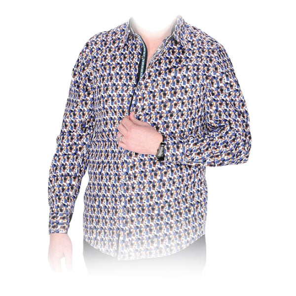 Vestigium R1607 Men's Long Sleeve Fashion Shirts Blue