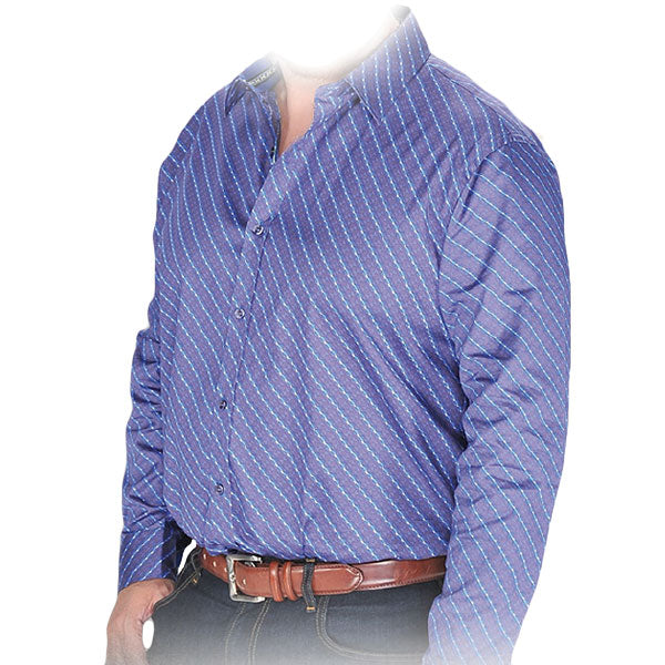 Vestigium R1610 Men's Long Sleeve Fashion Shirts Blue Gray