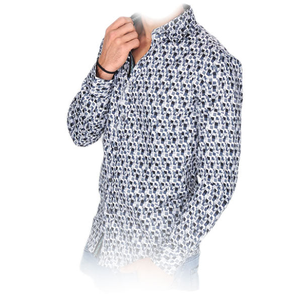 Vestigium S1605 Men's Long Sleeve Fashion Shirts Gray Black