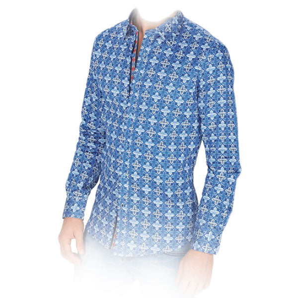 Vestigium S1615 Men's Long Sleeve Fashion Shirts Blue White
