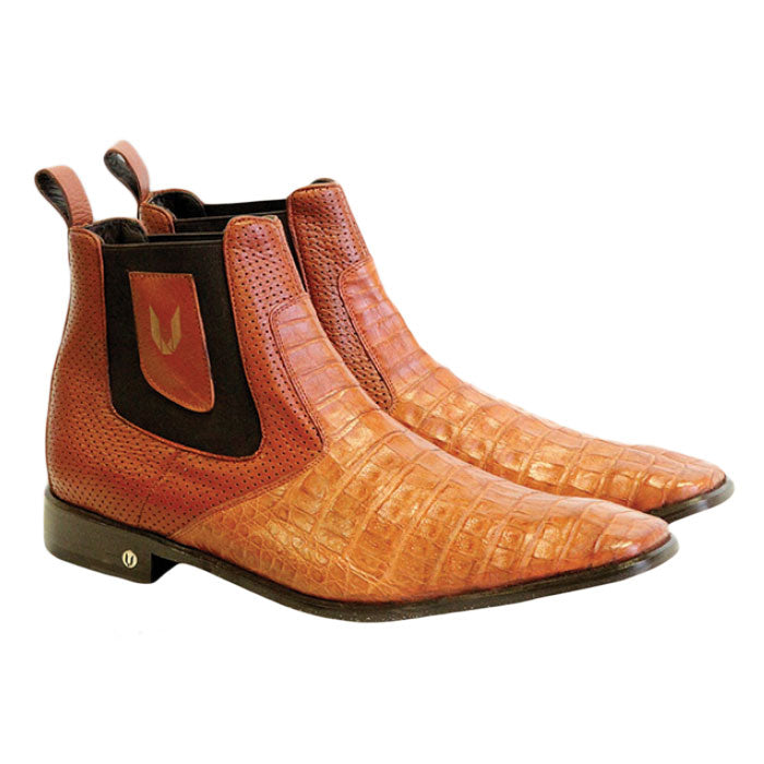 Vestigium Caiman Belly Chelsea Boots Cognac 