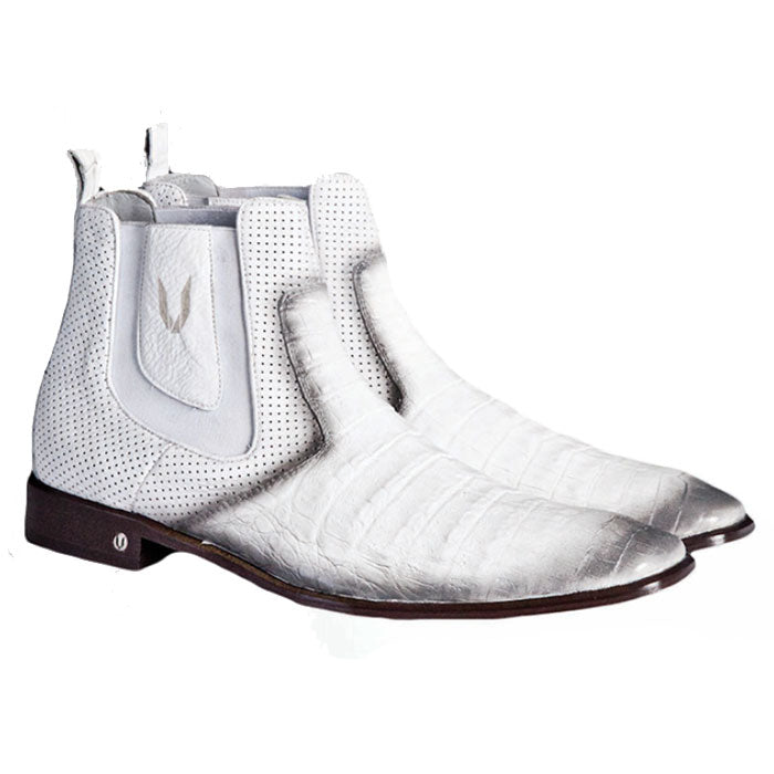Vestigium Caiman Belly Chelsea Boots Faded White