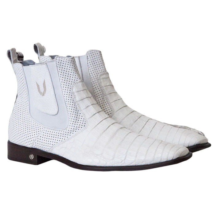 Vestigium Caiman Belly Chelsea Boots White