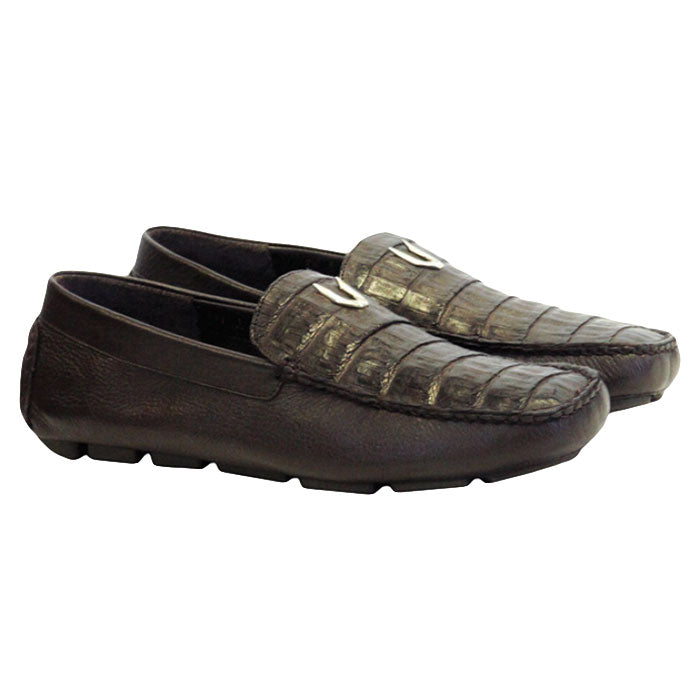 Vestigium Caiman Belly Driving Loafers Brown
