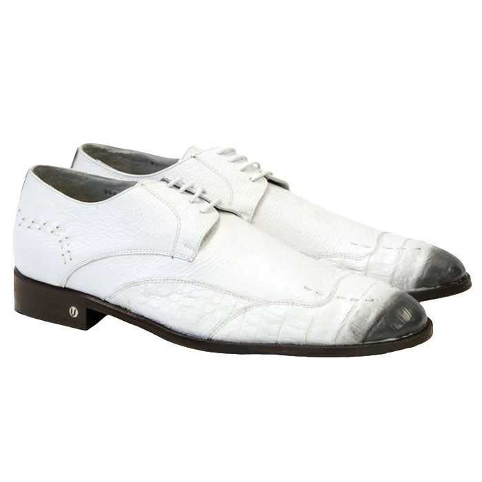 Vestigium Caiman Belly Oxford Shoes Faded White