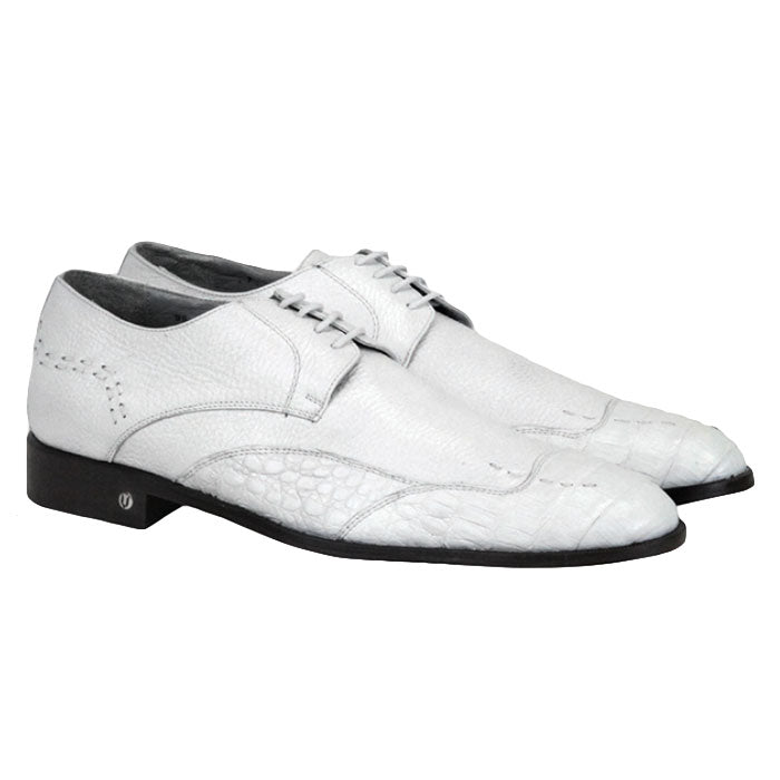 Vestigium Caiman Belly Oxford Shoes White