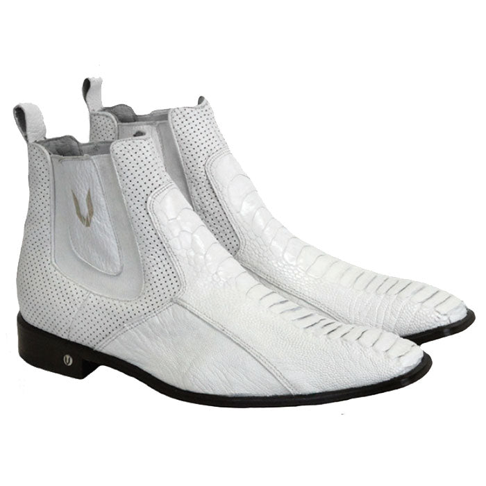 Vestigium Ostrich Leg Chelsea Boots White
