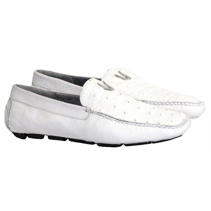 Vestigium Ostrich Driving Loafers White