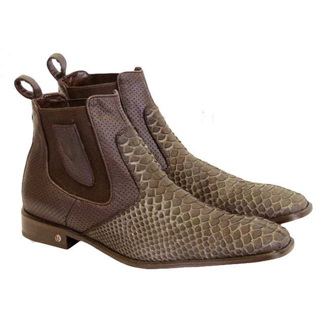 Python Skin Chelsea Boots Vestigium Python Chelsea Boots Brown | MensDesignerShoe.com