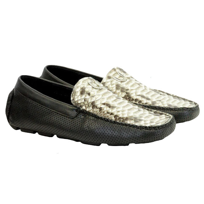 Vestigium Python Driving Loafers Natural Black