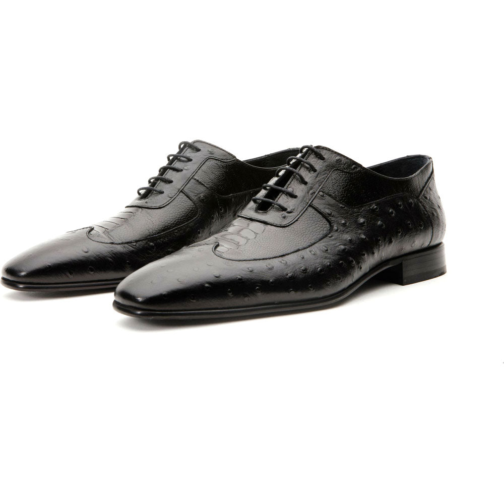 Vinci Leather Alabama Black Wingtip Oxford Shoe (11256)