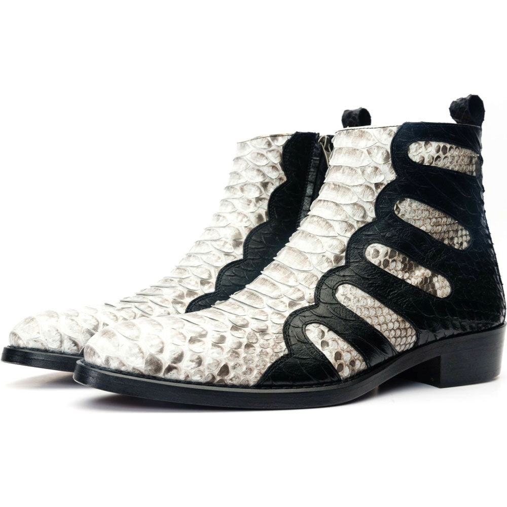 Vinci Leather Boss Pythn Snk Boot Black / Wihite Limited Edition (D.5307)