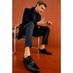 Vinci Leather Colombo Black Cap Toe Oxford Shoe (8005)