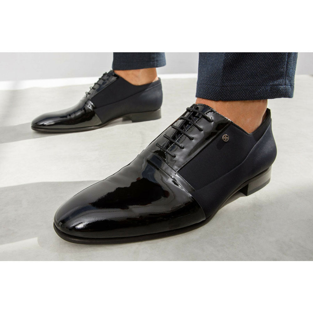 Vinci Leather Colombo Black Cap Toe Oxford Shoe (8005)
