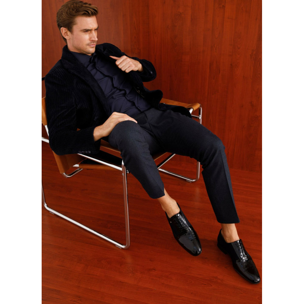 Vinci Leather Colombo Black Cap Toe Oxford Shoe (8005)