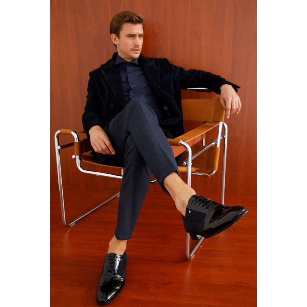 Vinci Leather Colombo Black Cap Toe Oxford Shoe (8005)