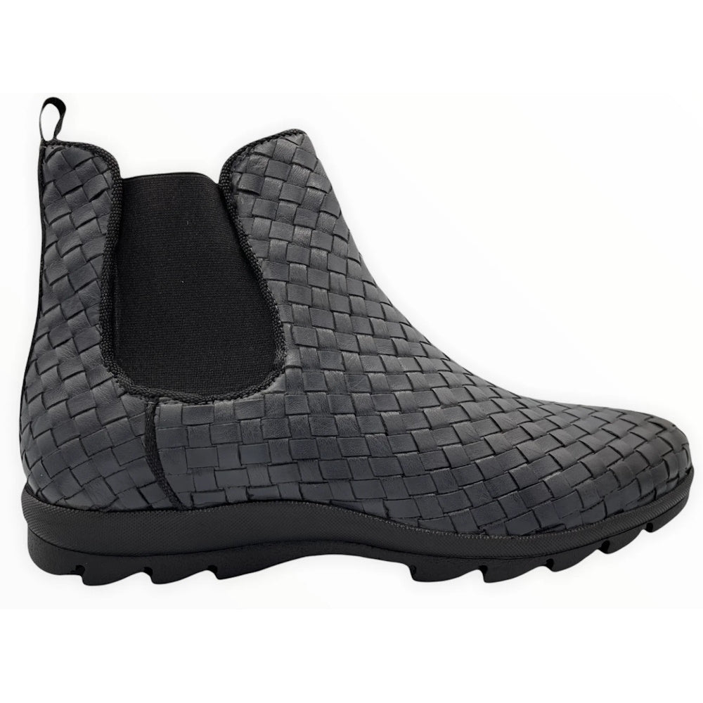 Vinci Leather The Luxpre Grey Leather Handwoven Casual Chelsea Boot (14492)