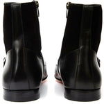 Vinci Leather Preston Black Leather / Suede Double Monk Strap Ankle Boot (C-9058)
