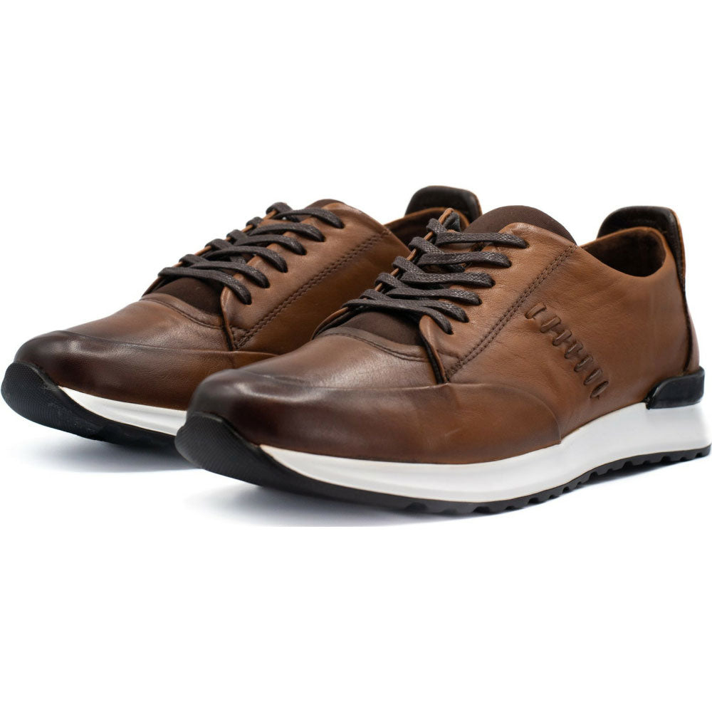 Vinci Leather San Salvador Brown Leather Sneaker (11177)