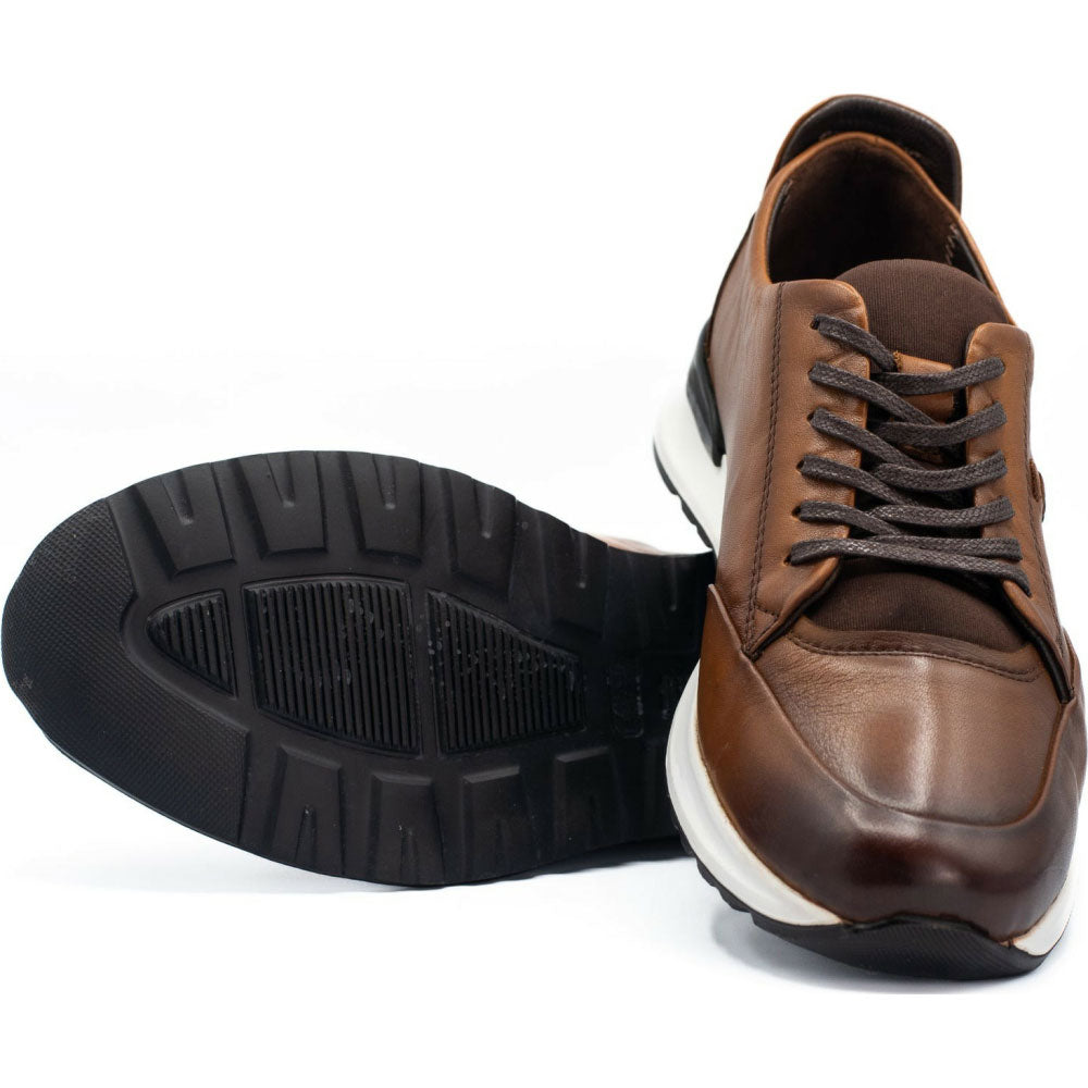 Vinci Leather San Salvador Brown Leather Sneaker (11177)
