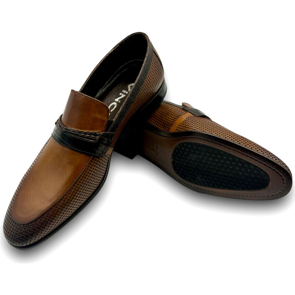 Vinci Leather The Acerra Brown Leather Loafer Shoe (2034)