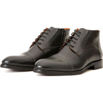 Vinci Leather The Albury Black Cap-toe Derby Lace-up Boot With A Zipper (X-3666)