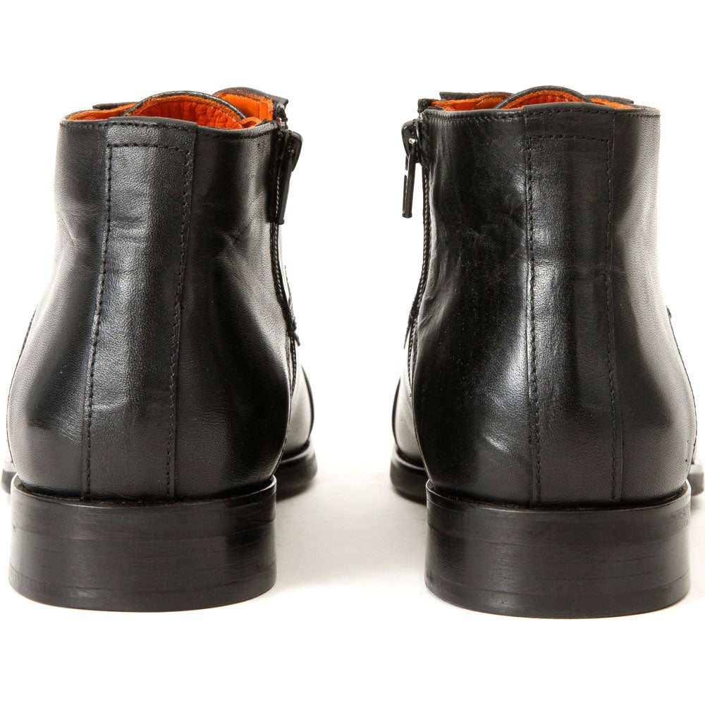 Vinci Leather The Albury Black Cap-toe Derby Lace-up Boot With A Zipper (X-3666)