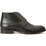 Vinci Leather The Albury Black Cap-toe Derby Lace-up Boot With A Zipper (X-3666)