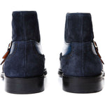 Vinci Leather The Albus Navy Leather / Suede Double Strap Monk Brogue Boot (X-559 (549-12))