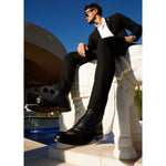 Vinci Leather The Anderson Black Leather / Suede Brogue Lace-up Boot With A Zipper (14559)