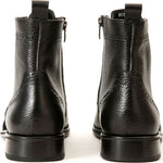 Vinci Leather The Anderson Black Leather / Suede Brogue Lace-up Boot With A Zipper (14559)