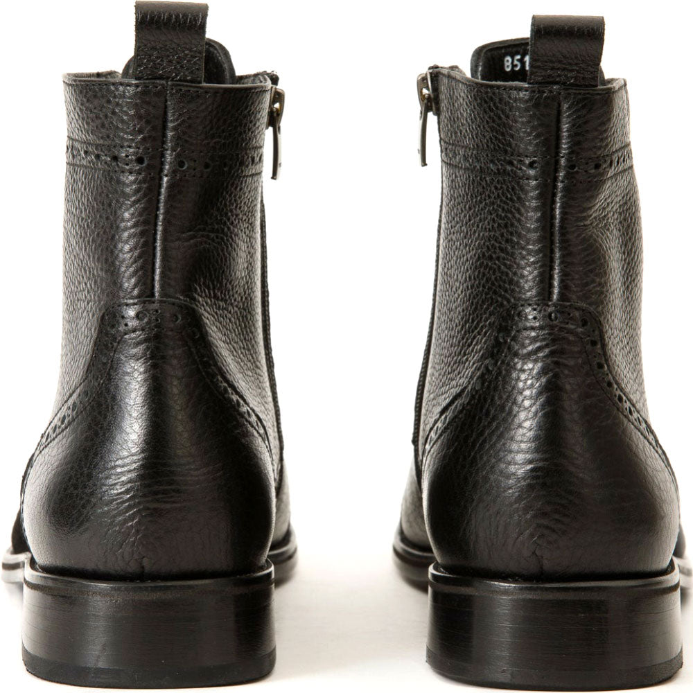 Vinci Leather The Anderson Black Leather / Suede Brogue Lace-up Boot With A Zipper (14559)