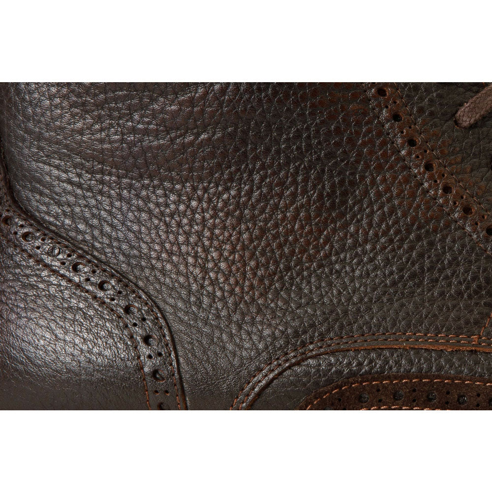 Vinci Leather The Anderson Brown Leather / Suede Brogue Lace-up Boot With A Zipper (14559)
