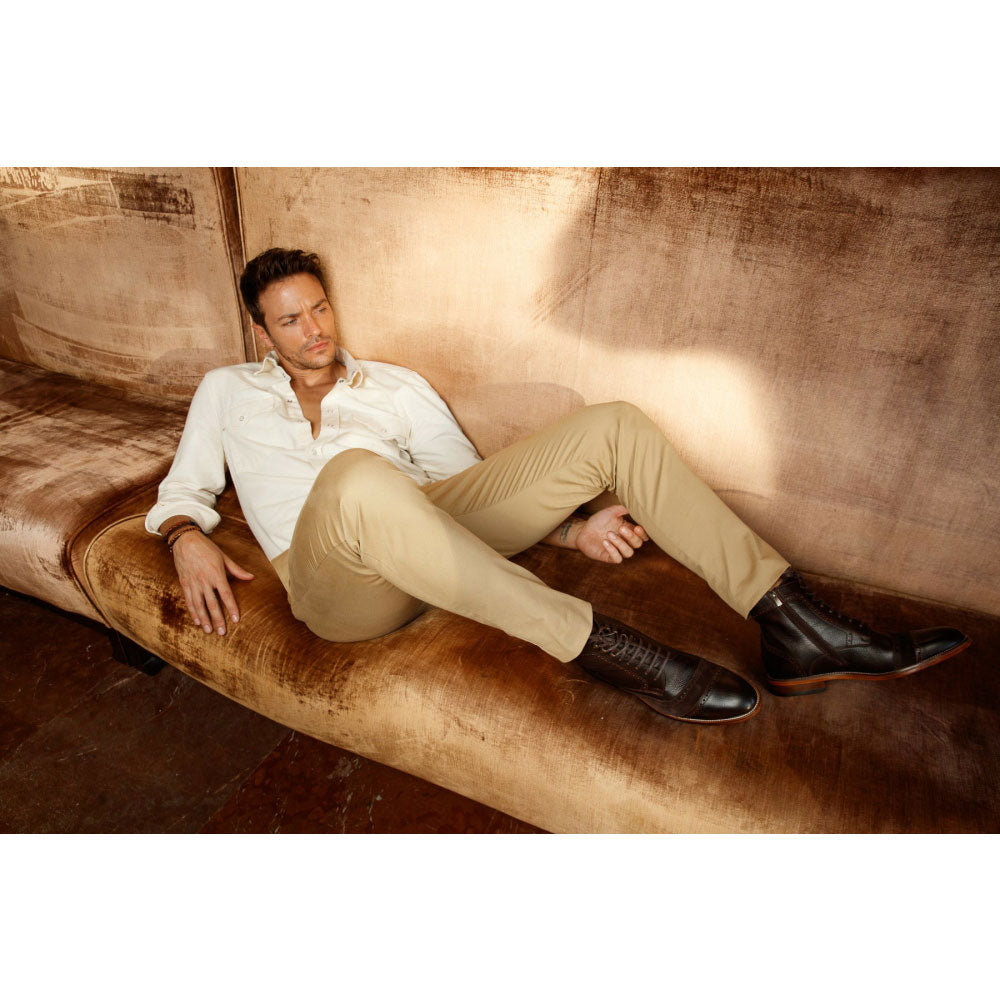 Vinci Leather The Anderson Brown Leather / Suede Brogue Lace-up Boot With A Zipper (14559)