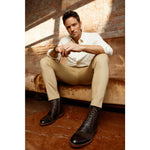 Vinci Leather The Anderson Brown Leather / Suede Brogue Lace-up Boot With A Zipper (14559)