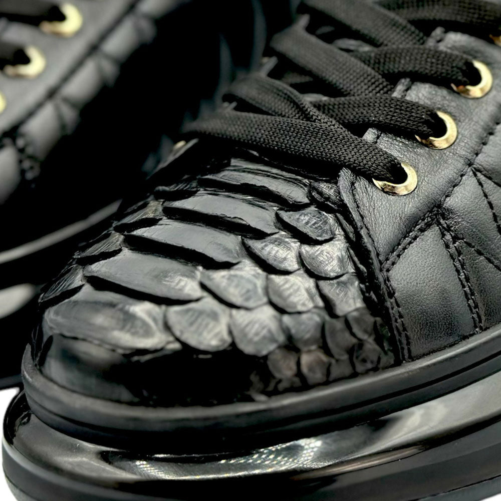 Vinci Leather The Adler Black Snk Leather Sneaker Limited Edition (17474 S-1)