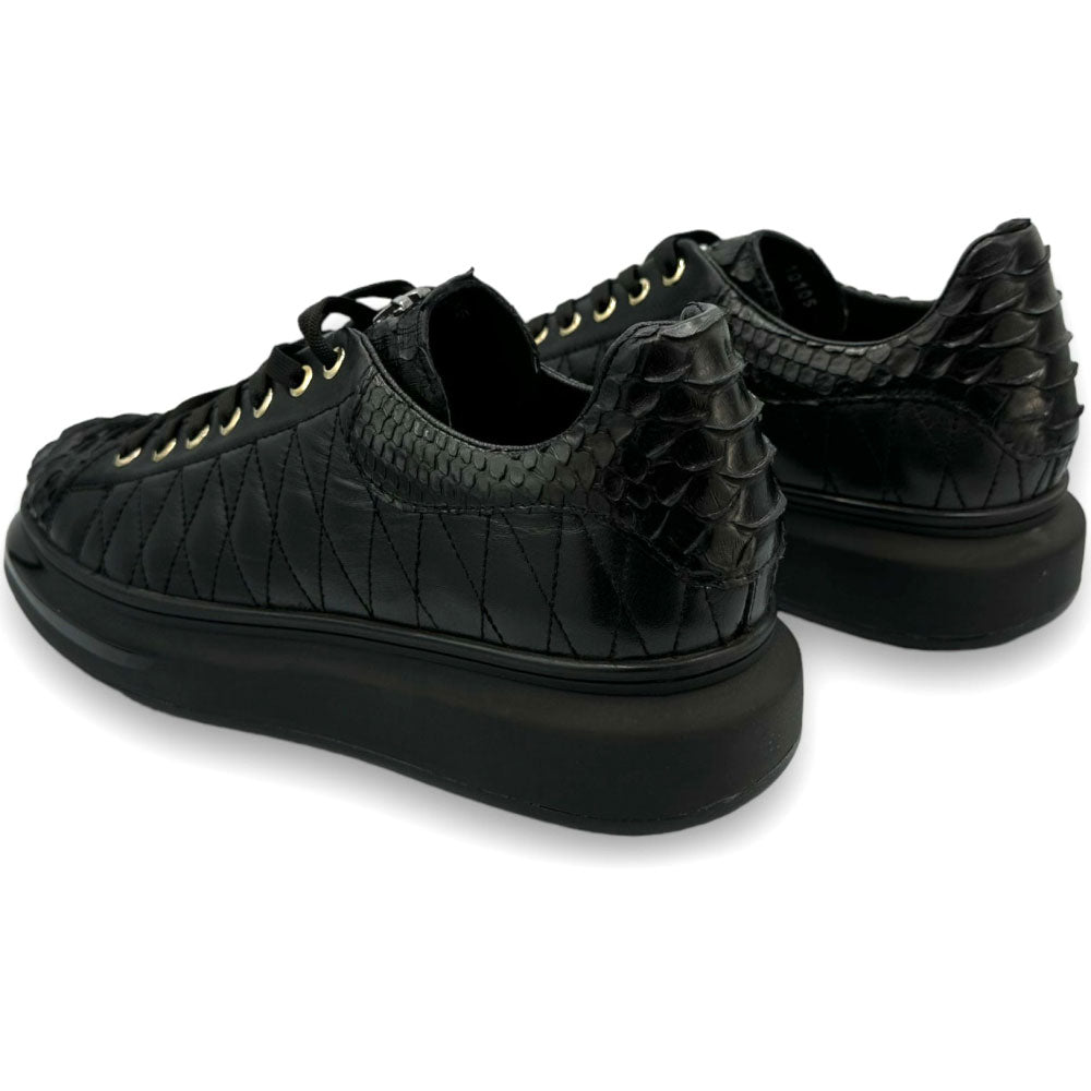 Vinci Leather The Adler Black Snk Leather Sneaker Limited Edition (17474 S-1)