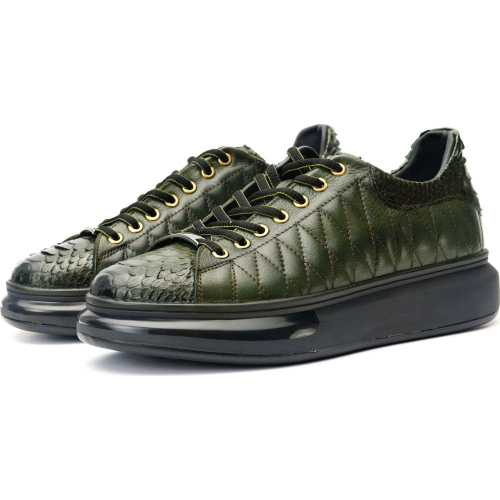 Vinci Leather The Adler Green Snk Leather Sneaker Limited Edition (17474 Y-4)