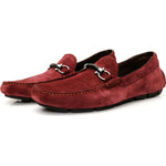 Vinci Leather The Bari Burgundy Suede Leather Bit Drive Loafer