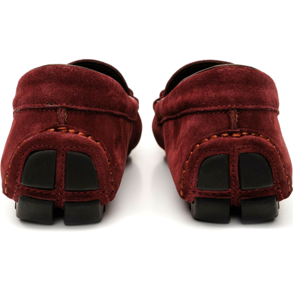 Vinci Leather The Bari Burgundy Suede Leather Bit Drive Loafer