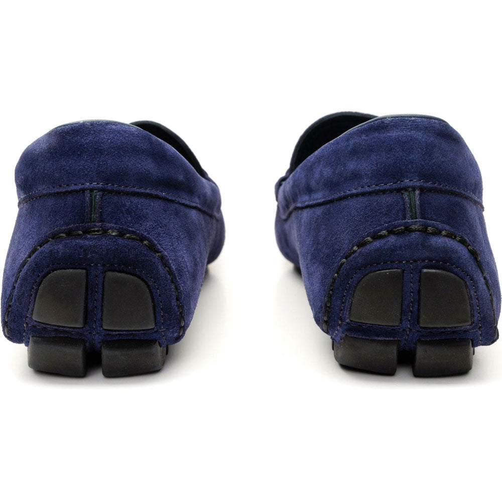 Vinci Leather The Bari Navy Suede Leather Bit Drive Loafer
