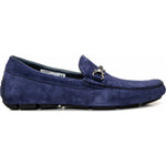 Vinci Leather The Bari Navy Suede Leather Bit Drive Loafer