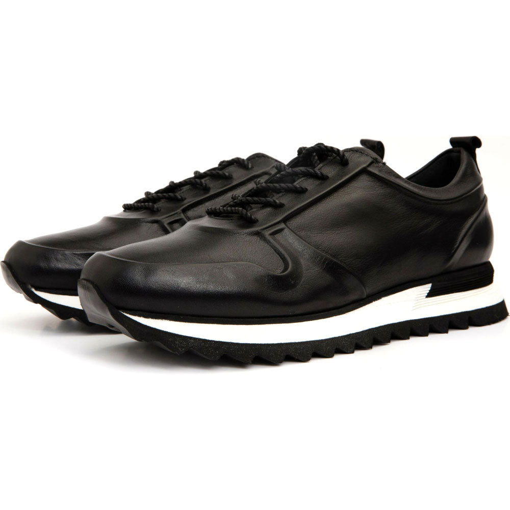 Vinci Leather The Barnett Black Leather Sneaker (11089 S-4)