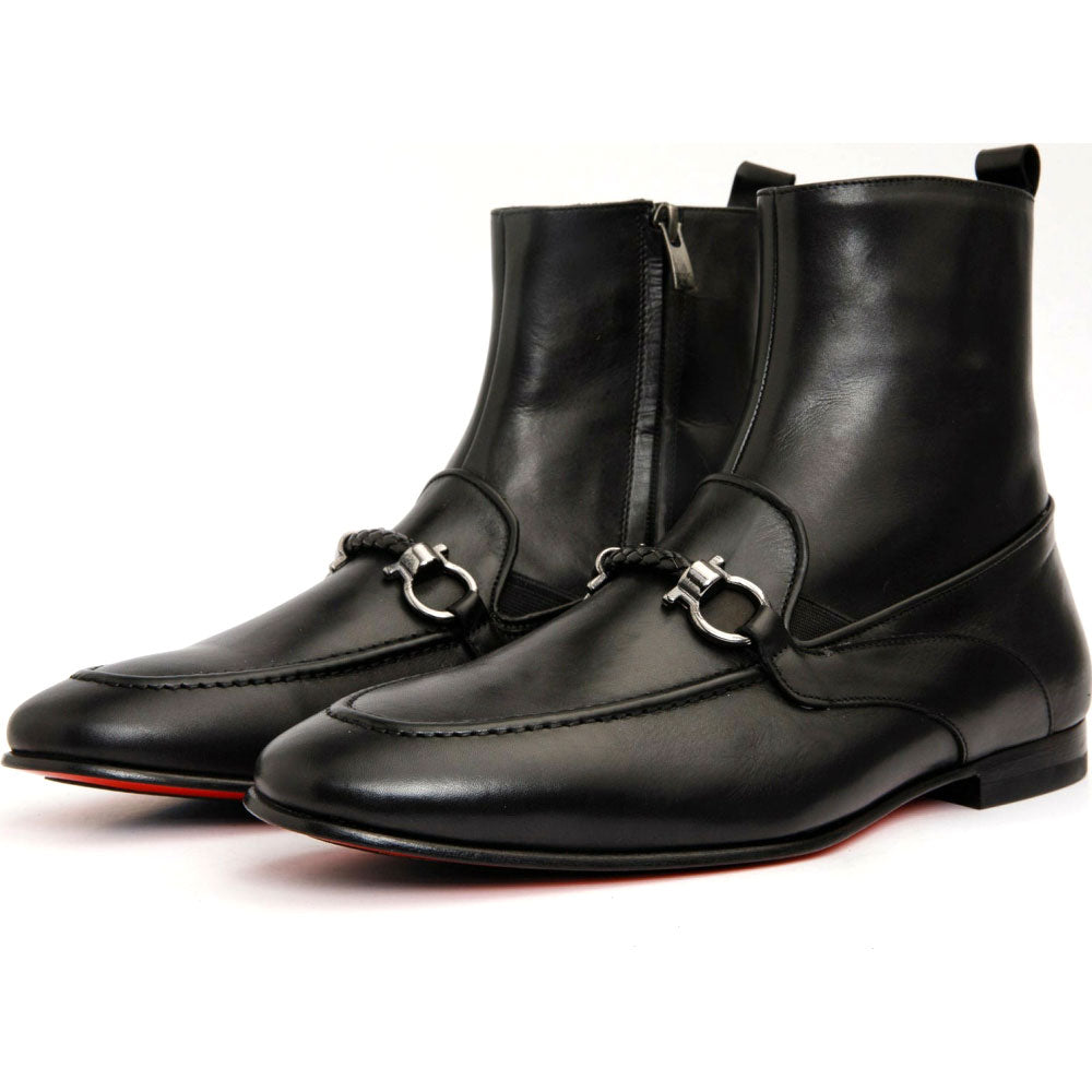 Vinci Leather The Baron Black Bit Zip-up Dress Boot (9026 X)