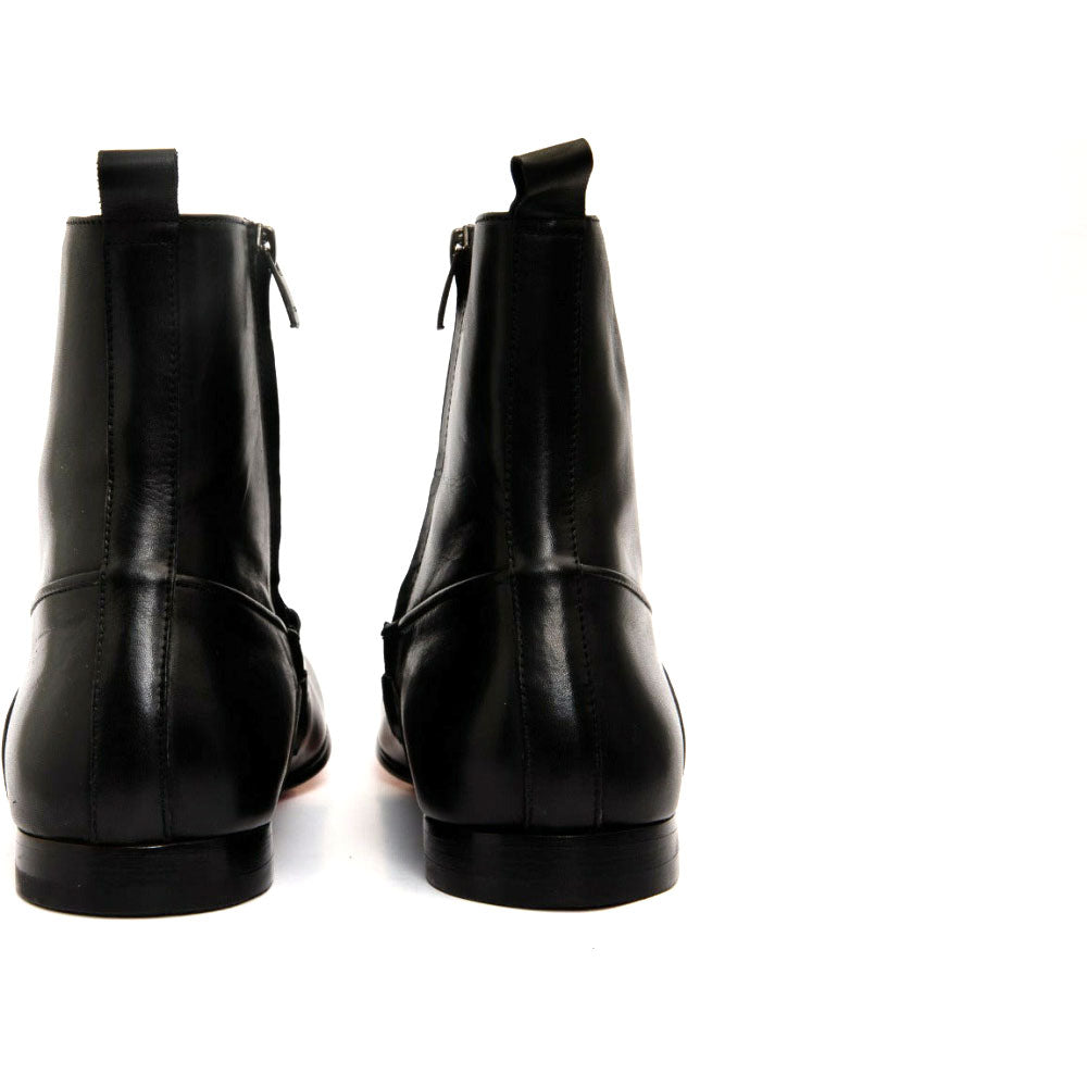 Vinci Leather The Baron Black Bit Zip-up Dress Boot (9026 X)